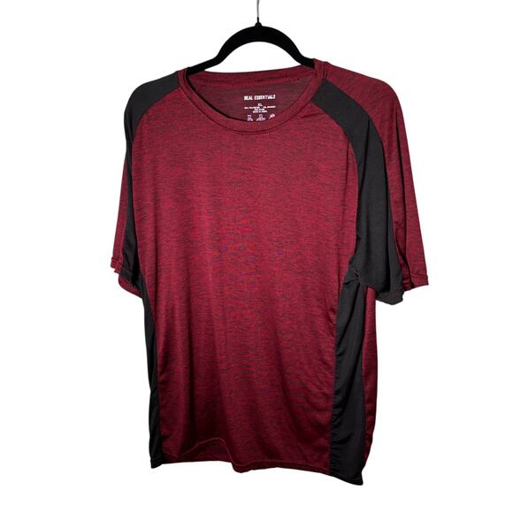 Real Essentials Other - Real Essentials Mens Size XL Colorblock Athletic T-Shirt Heathered Red Black